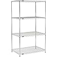 Nexel Adjustable Wire Shelving Unit, 4 Tier, Commercial Dry Storage Rack, 18" x 30" x 63", Chrome