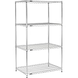 Nexel 18" x 30" x 74", 4 Tier Adjustable Wire Shelving Unit, NSF Listed Commercial Storage Rack, Chrome Finish, leveling feet