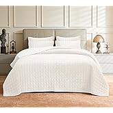 LR Rocaloca Luxurious Velvet Quilt Oversize King Size Set 120"x128" Ultra Soft Bedding Set Quilted Bedspread Coverlet with 2 Matching Pillow Shams for All Seasons,Cream White