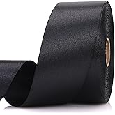 NISDOCF 1-1/2 Inch 30 Yards Black Solid Satin Ribbon for Gift Wrapping,Craft Floral Bouquets,Wedding Party,Timeless Flower,Decoration Floral Hair,Balloons