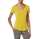 Amazon Essentials Women's Soft Cotton Standard-Fit V-Neck Short-Sleeve Yoga T-Shirt (Available in Plus Size)