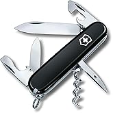 Victorinox Spartan Swiss Army, 12 Function Pocket Knife, Black | Features Large and Small Blades, Corkscrew, and Bottle Opener. Durable Red ABS Scales for Versatile Everyday Carry Utility