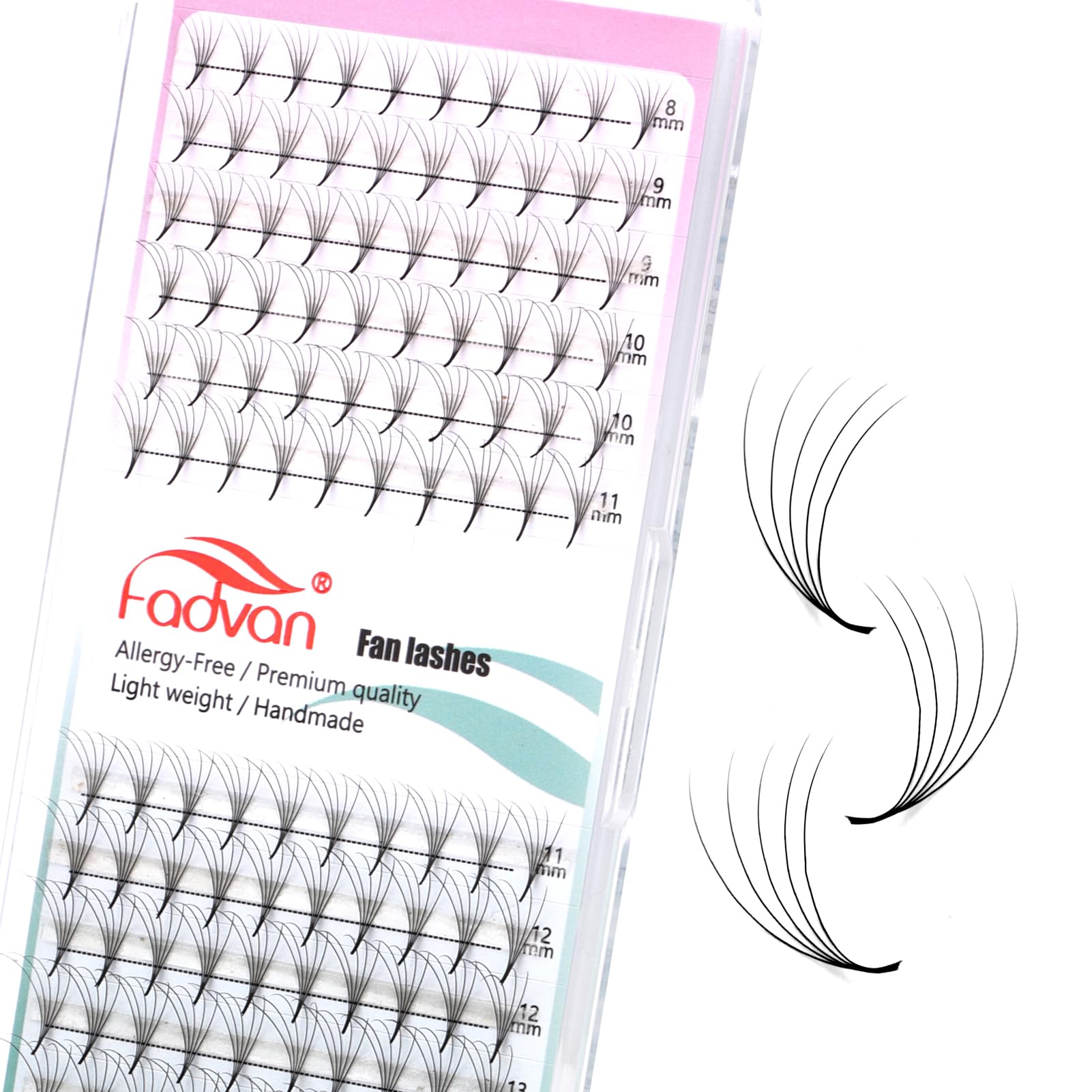 Pre Made Fans Lashes 5D Pointy Base Premade Eyelash Extension 0.07mm D Curl 8-14mm Mixed Length Volume Russian Lash FADVAN(5D-0.07D-MIX) — image 1