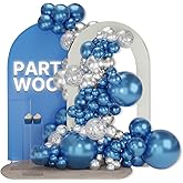 PartyWoo Blue and Silver Balloons, 100 pcs Metallic Blue and Metallic Silver Balloons Different Sizes Pack of 18 Inch 12 Inch 10 Inch 5 Inch for Balloon Garland or Balloon Arch as Party Decorations