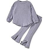 Aalizzwell Toddler Girl Flare Pants with Slit Outfit for 2T - 5T