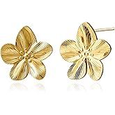 Aliyoham Gold Flower Earrings for Women, Hypoallergenic 14k Gold Plated Spring Summer Jewelry for Women