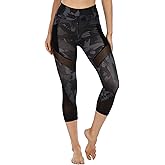 CSTOWN Women's High Waist Yoga Pants with Side Pockets Stretchy Mesh Insert Workout Leggings Tummy Control Yoga Tights