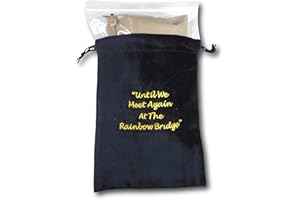KAG Rainbow Bridge – Medium Black Velvet Cremains Bag for Ashes - Size (7" x 9") - for USE Inside The URN for Cremation Ashes - Including a Resealable Plastic Ashes Containment Bag