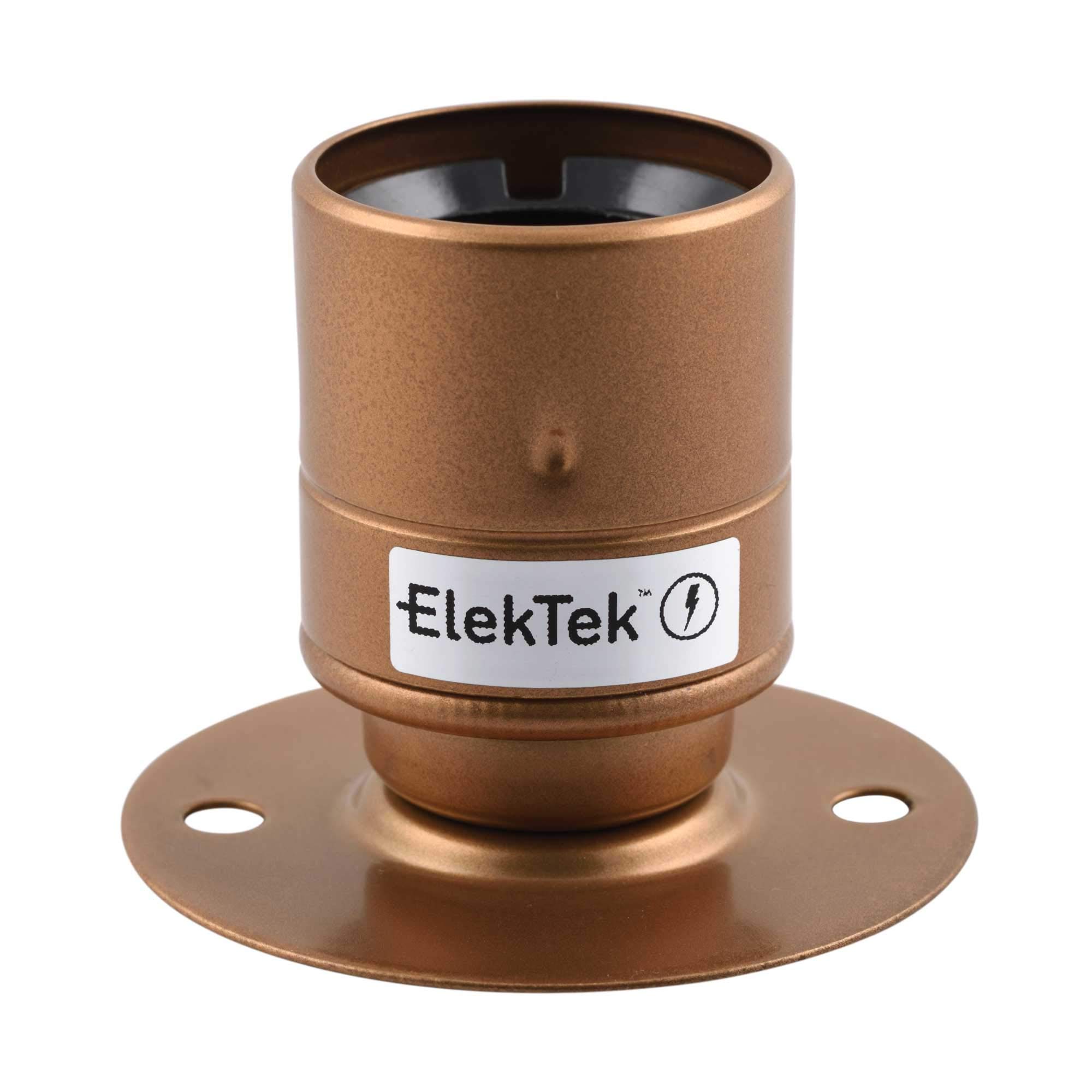 ElekTek ES E27 Batten Lamp Bulb Holder with Plain Skirt Ideal for Vintage Filament Bulbs Antique Copper