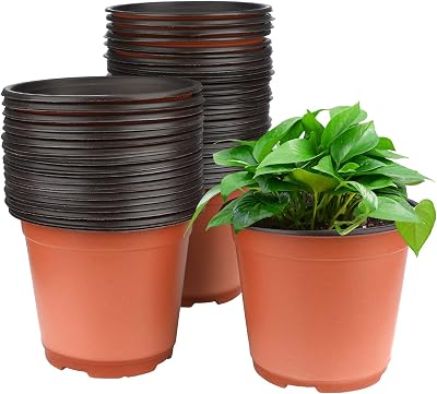 KINGLAKE 50 Pcs Plastic Plant Pots 15 cm Seedling Transplant Nursery Pots