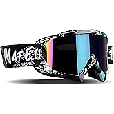 YOHOG Dirt Bike ATV Goggles Motorcycle Gear Riding Motocross Dirtbike Goggles Bike Riding Racing Goggles UTV MX OTG Offroad Goggles for Men Women UV400 Skiing Goggles for Adult Youth Kids（Color Lens）