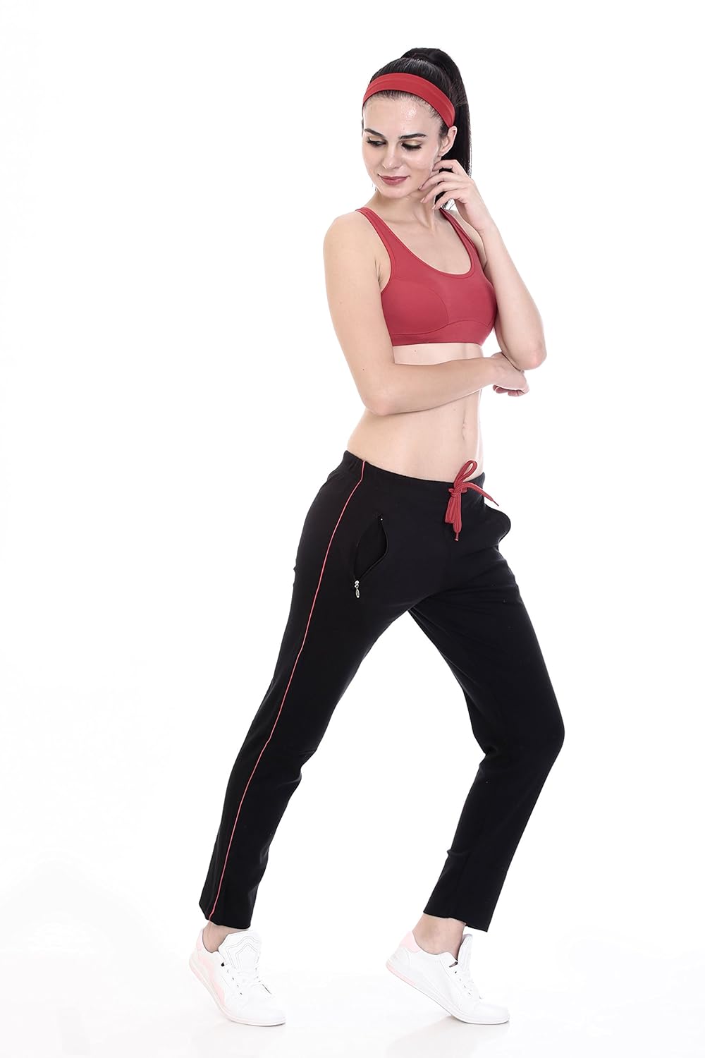 goldstroms women's solid yoga/sports track-pant/jogger with zipper pocket