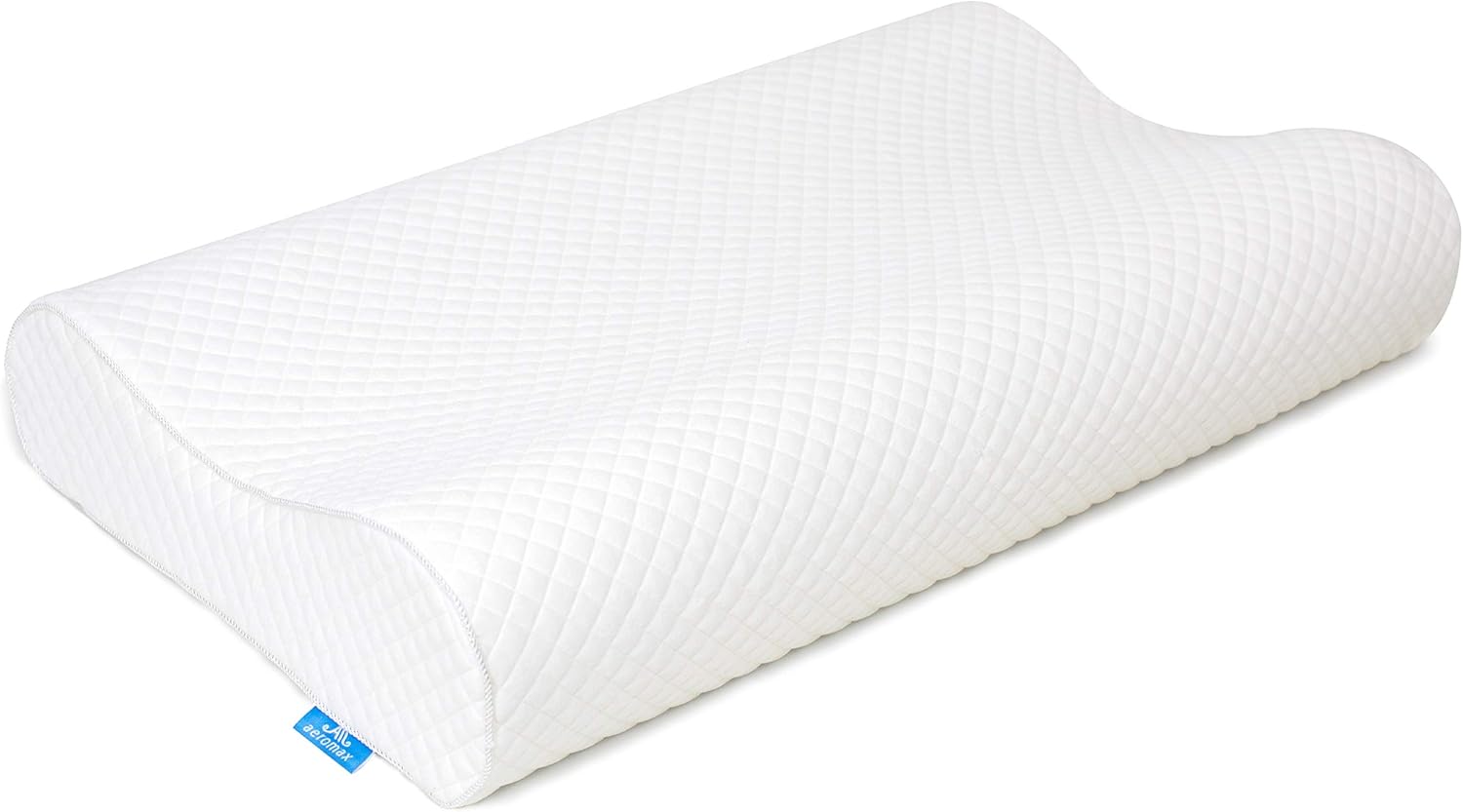 AM AEROMAX Contour Memory Foam Pillow, Neck Orthopedic Sleeping Pillows, Cervical Pillow for Neck Pain Relief with Washable Pillowcase for Side, Back and Stomach Sleepers (Firm & White): Home & Kitchen