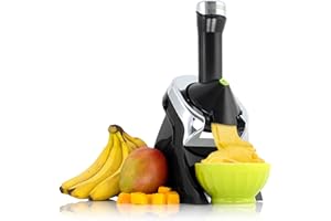Yonanas IC0988BK13 Deluxe Vegan Non-Dairy Frozen Fruit Soft Serve Dessert Maker, BPA Free, Includes 75 Recipes, 200-Watts, Bl