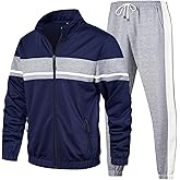 LBL Leading the Better Life Men's Sweat Suit 2 Piece Outfit Casual Contrast Sports Jogging Tracksuits Set
