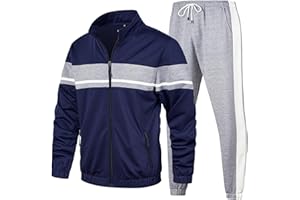 LBL LEADING THE BETTER LIFE LBL Men's Sweat Suit 2 Piece Outfit Casual Contrast Sports Jogging Tracksuits Set