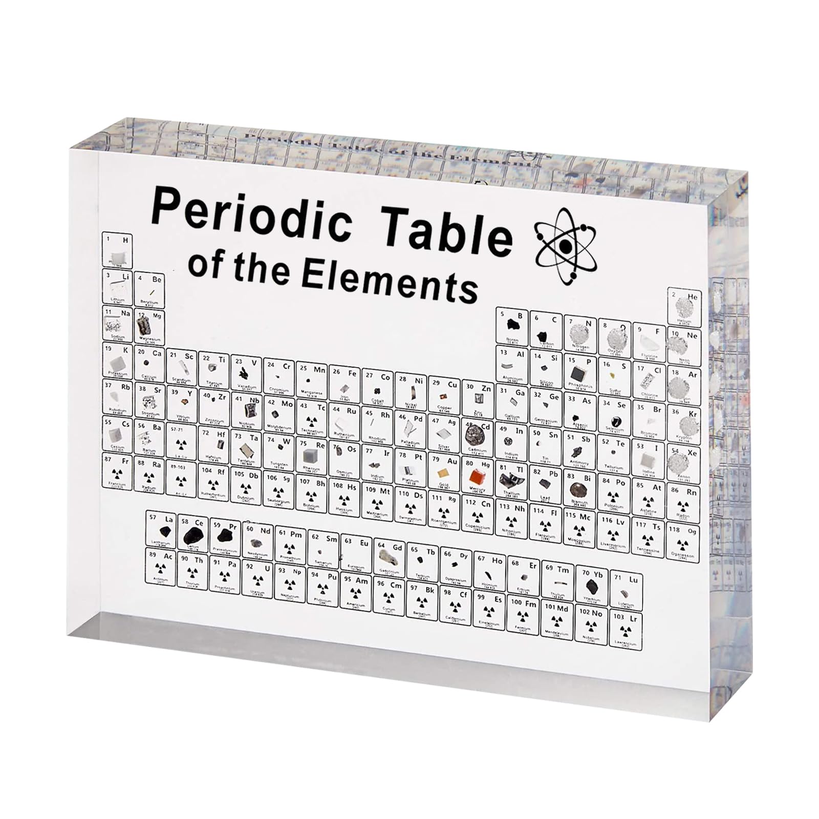 Periodic Table with Real Elements Inside, Acrylic Periodic Table of 83 Elements, Samples Periodic Table Display, Gift for Students, Teachers, Children, Students, Craft Decoration (Big A)
