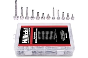Hilitchi 295 Pieces #8 / #10 / #14 Stainless Hex Washer Head Self Drilling Sheet Metal Tek Screws with Drill Point (1/2'' to 2'' Size Inside Plastic Box)
