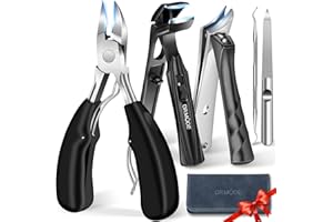 DRMODE 2026 Toenail Clippers for Thick Toenails for Seniors, Angled Head Large Toe Nail Clippers Set for Men, Heavy Duty Ingrown Toenail Clippers with Long Handle, Ultra Sharp Slanted Nail Cutter Wide Jaw