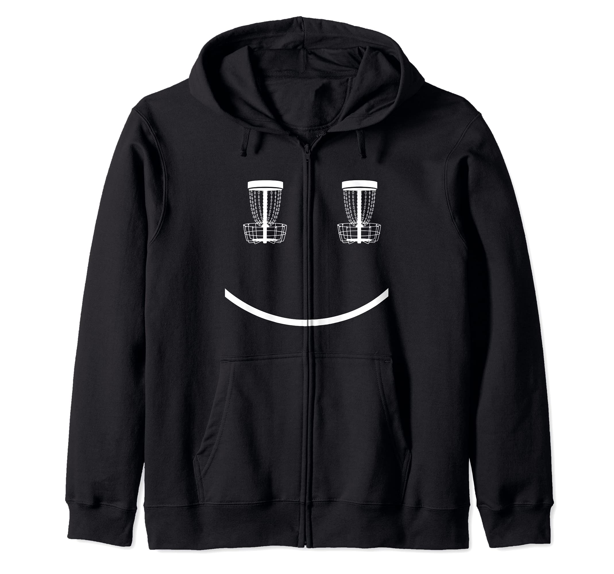 Disc Golf Funny Disc Golf Basket Smile Design Zip Hoodie
