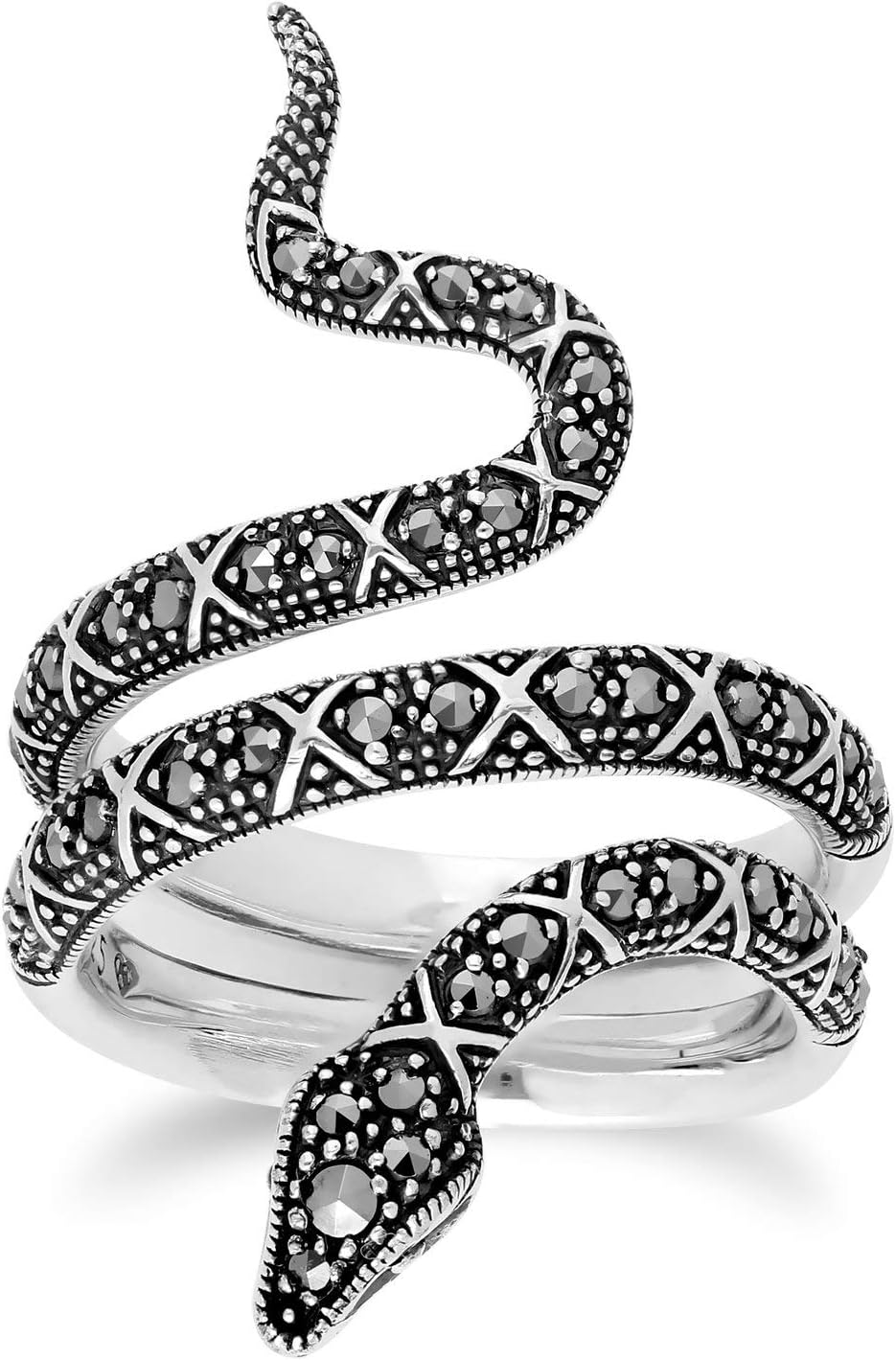 GemondoMarcasite Ring, Sterling Silver 0.50 Marcasite Art Nouveau Snake Ring