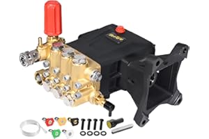 TOOLCY Pressure Washer Pump Max 4400 PSI 4.2 GPM, 1" Shaft Horizontal Gas Power Washer Pump Replacement, Direct Drive Triplex Plunger Replacement Pump with Pressure Adjustment Unloader, 5 Nozzle Tips