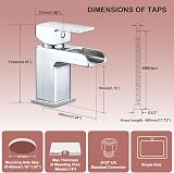 Funime Basin Taps Mixers with Pop-up Waste Chrome Square Monobloc G1/2 Hoses view 6