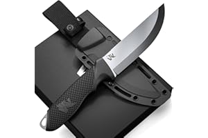 ODENWOLF W-SCANDI Full Tang Survival Knife with Sheath - Stylish Tactical Fixed Blade - Made of D2 Steel - Bushcraft and Camping Knife Survival - Perfect EDC Hunting Knife with TPE Handle