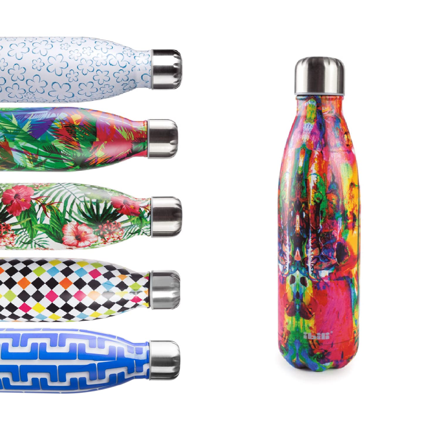 IBILI Satin Thermos Flask with Double Wall, Lienzo, 500 ml, 18/10 Stainless Steel, Reusable