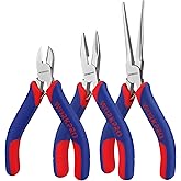 WORKPRO Mini Pliers Set, 3-Piece Small Pliers Tool Kit | Includes 4&rdquo; Diagonal Plier, 5&rdquo; Long Nose Plier, 6&rdquo; Needle Nose Plier, for Making Crafts, Repairing Electronic Devices