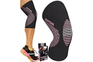 PHYSIX GEAR SPORT Physix Gear Knee Compression Sleeve for Men & Women - Best Compression Knee Brace for Walking, Running, Gym, Basketball, Weightlifting,Workout, Sports - Knee sleeves Support Compression & Stability