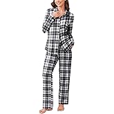 Ekouaer Womens Pajama Sets Button Down Pjs Sets Soft Long Sleeve Sleepwear Button Up Loungewear with Pockets, S-XXL