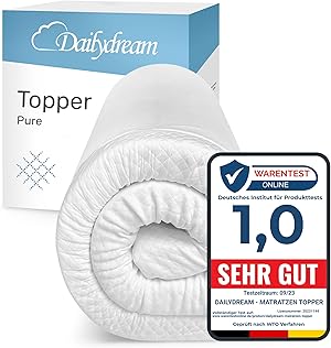 Dailydream Matratzen Topper 160x200cm|Memory Foam |5cm hoch|Edition Pure, Model M|Zertifiziert & ergonomisch für unbequeme Matratze, Boxspringbett & Gästebett |rutschfest mit Noppen