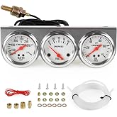 CNSPEED 2inch 52mm Triple Gauge Kit, Volt Meter Water Temp Temperature Gauge Oil Pressure Gauge Car Meter Auto Gauge