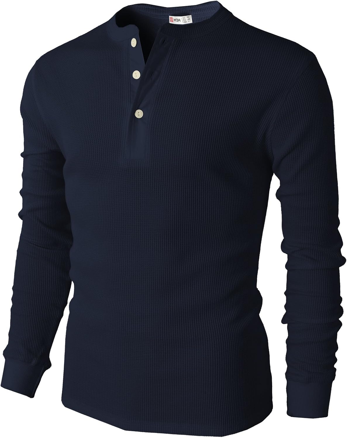 H2H Mens Casual Slim Fit Henley Long Sleeve T Shirts of Waffle Cotton: Clothing