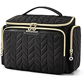 BAGSMART Travel Toiletry Bag, Large Wide-open Travel Bag for Toiletries, Makeup Cosmetic Travel Bag with Handle-Black