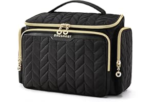 BAGSMART Travel Toiletry Bag, Large Wide-open Travel Bag for Toiletries, Makeup Cosmetic Travel Bag with Handle-Black