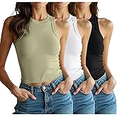 3 Pack Women Sleeveless High Neck Tank Tops Casual Basic Cotton Crop Tops Slim Fit Shirts for Women