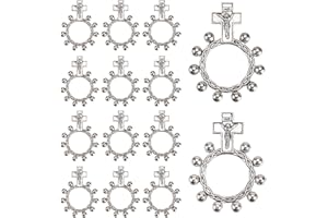 Brilucky 12 PCS Finger Rosary Ring For Baptism Gifts,Rosaries in Bulk For First Communion Party Favors,Rosarios Catolicos 12 Pack Para Recuerdos De Bautizo De Niña for Quinceanera Funeral