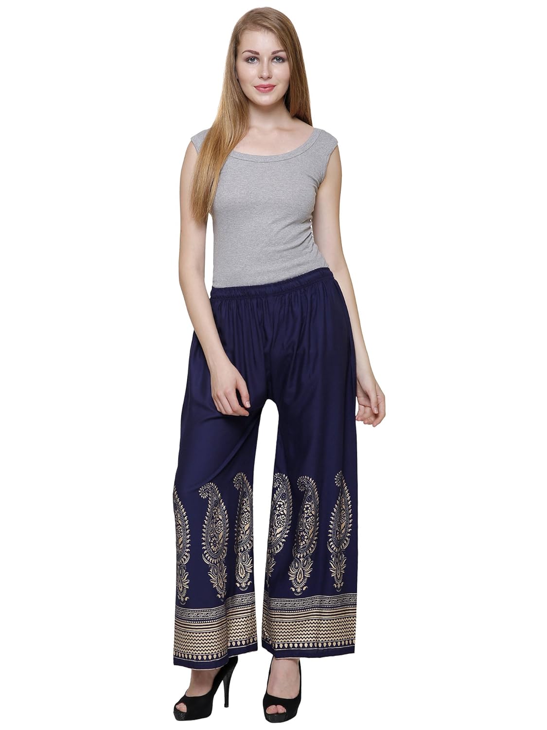damen mode women's palazzo bottom (dmpp17000_dark blue_free size)