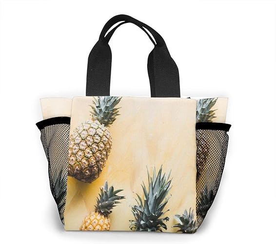 Amazon Co Jp パイナップルのタペストリーイエロートロピカルアナナスの壁掛けフルーツタペストリー 大容量ハンドエコバッグ ランチバッグ買い物袋手提げ袋両側の独立した網袋 通勤 通学 旅行 シューズ バッグ