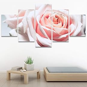 SIGNWIN 5 Panel Canvas Wall Art Pink Petal...