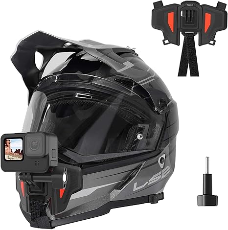 Amazon Telesin Gopro ヘルメットマウント アクションカメラ アクセサリー モトクロス バイク フルフェイス チンガード Pov撮影 Gopro Hero Max 9 8 7 6 5 Dji Osmo Action Insta360 One R に対応 アップグレード版 Telesin ウェアラブルカメラ用マウント部品