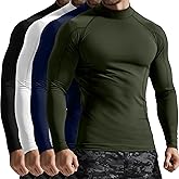 Velvelhall 4 Pack Men's Compression Shirts Mock Neck Long Sleeve Workout Turtleneck Raglan Athletic Slim Fit Base Layer Tops