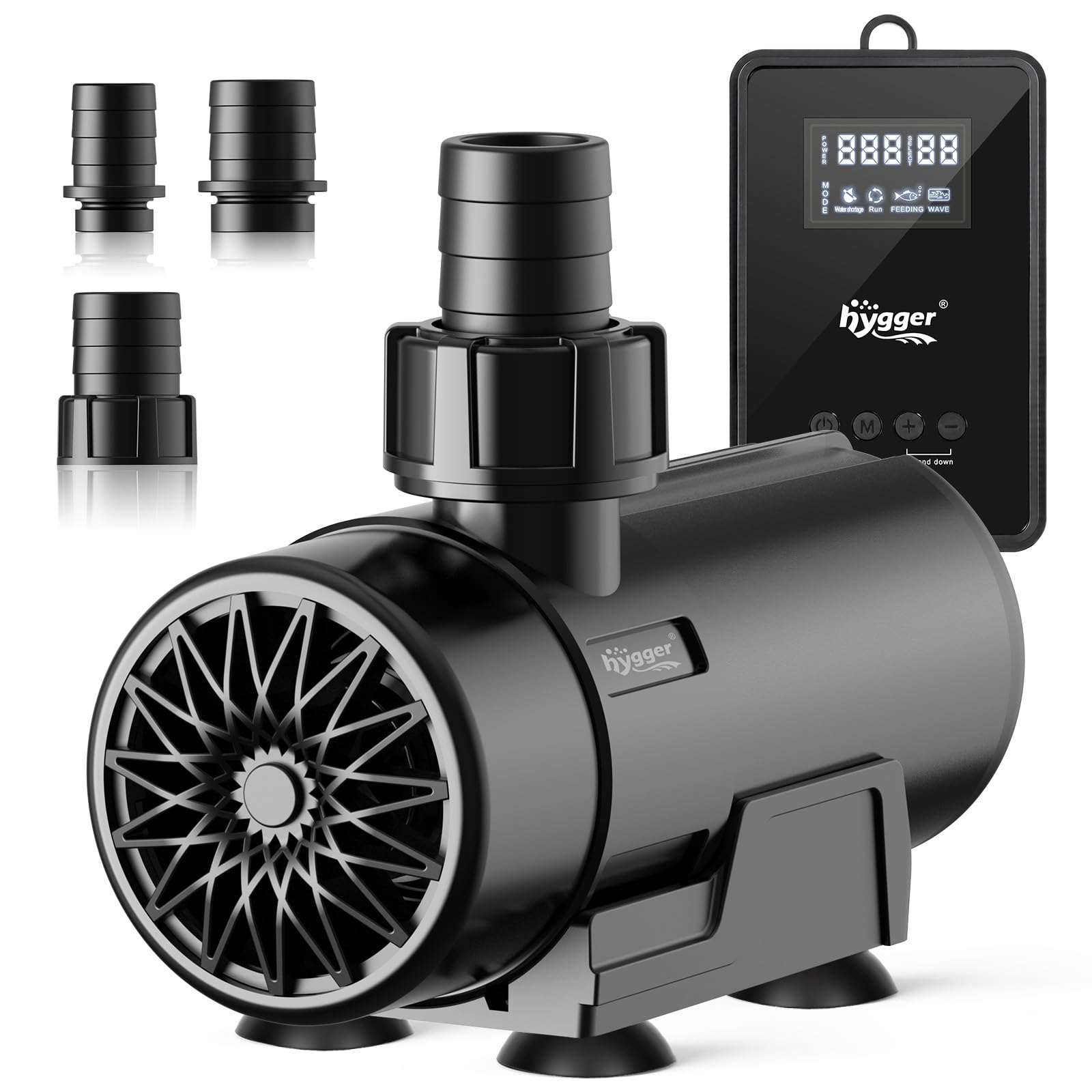 Photo 1 of hygger 15W-100W Water Pump with Controller (Up to 3430GPH), Submersible/Inline Return Pump with Adjustable Mode/Flow, 2 Fountain Pump with 2 Inlet Cover and 3 Nozzles, for Fish Tank, Pond, Aquarium