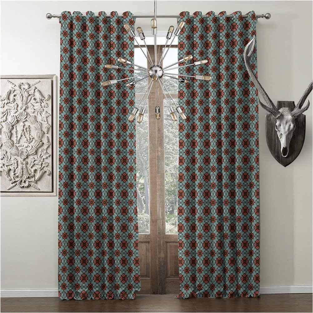 Blackout curtains, Vintage, curtain for night shifts late sleepers, Classical Geometric Composition with Floral Elements Victorian Inspirations, W120 x L108 Inch, Coral Pale Blue, grommets cortinas,