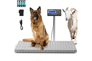 SASVY Livestock Animal Scale 1100lb x 0.2lb Pet Weight Scale for Large Dogs Pigs Goats Sheep Digital Postal Shipping Scale with 40.5"x20.9" Large Stainless Platform Display Stand Rod