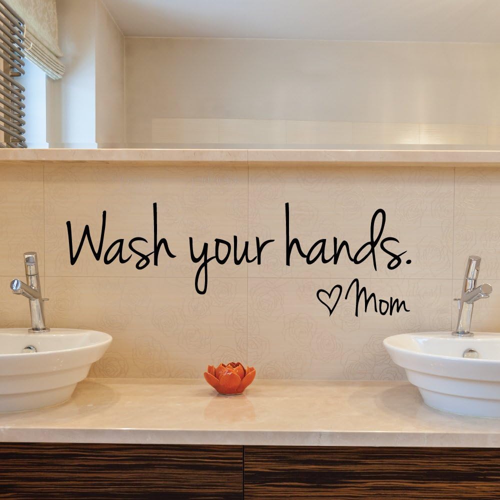 Wash Your Hands by Mom Wall Sticker Inspiring Quote Decal - Image 3