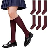 Haloumoning 3 Pack Girls Knee High School Uniform Dress Socks Kids Long Seamless Toe Cotton Tube Socks 1-15 Years