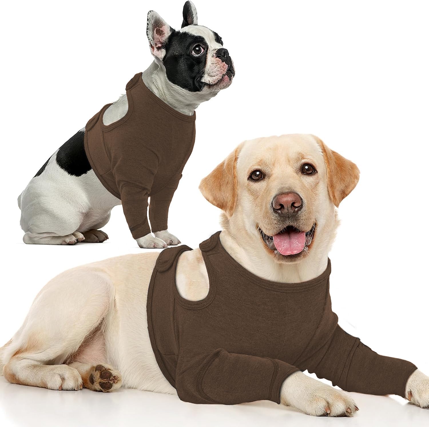 IECOii Dog Surgery Recovery Suit,Dog Recovery Sleeve Front Leg,Dogs Leg Surgical Recovery Suits,Dogs Legs Wound Joint Protector to Prevent Bite Licking,DogElbow Protector,Soft DogMedical Suit,Khaki,S